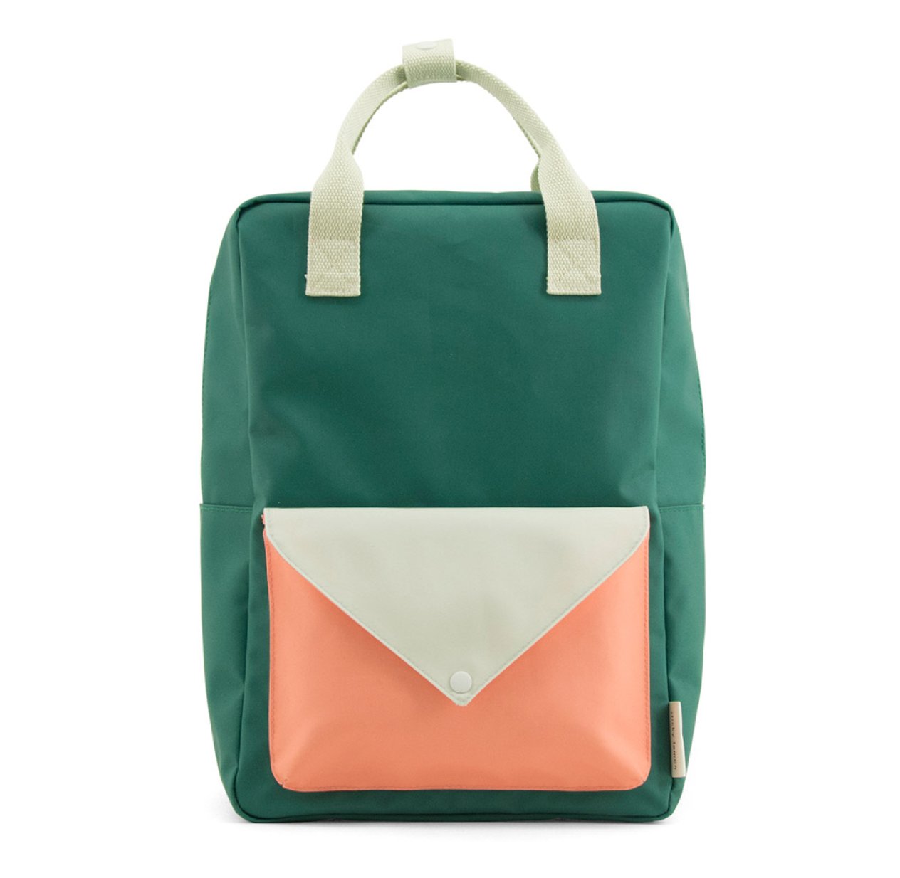 Grand sac à dos Enveloppe - Emeraude/Corail