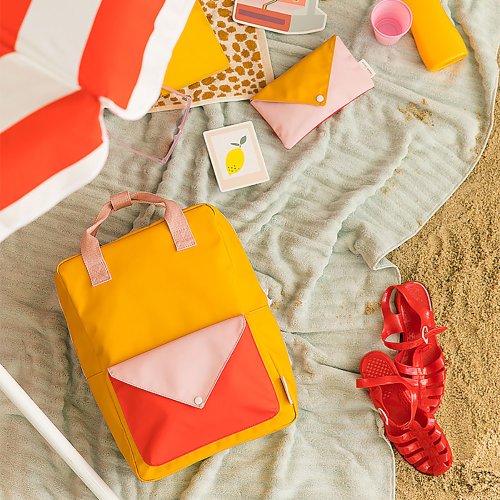 Grand sac à dos Enveloppe - Jaune/Corail