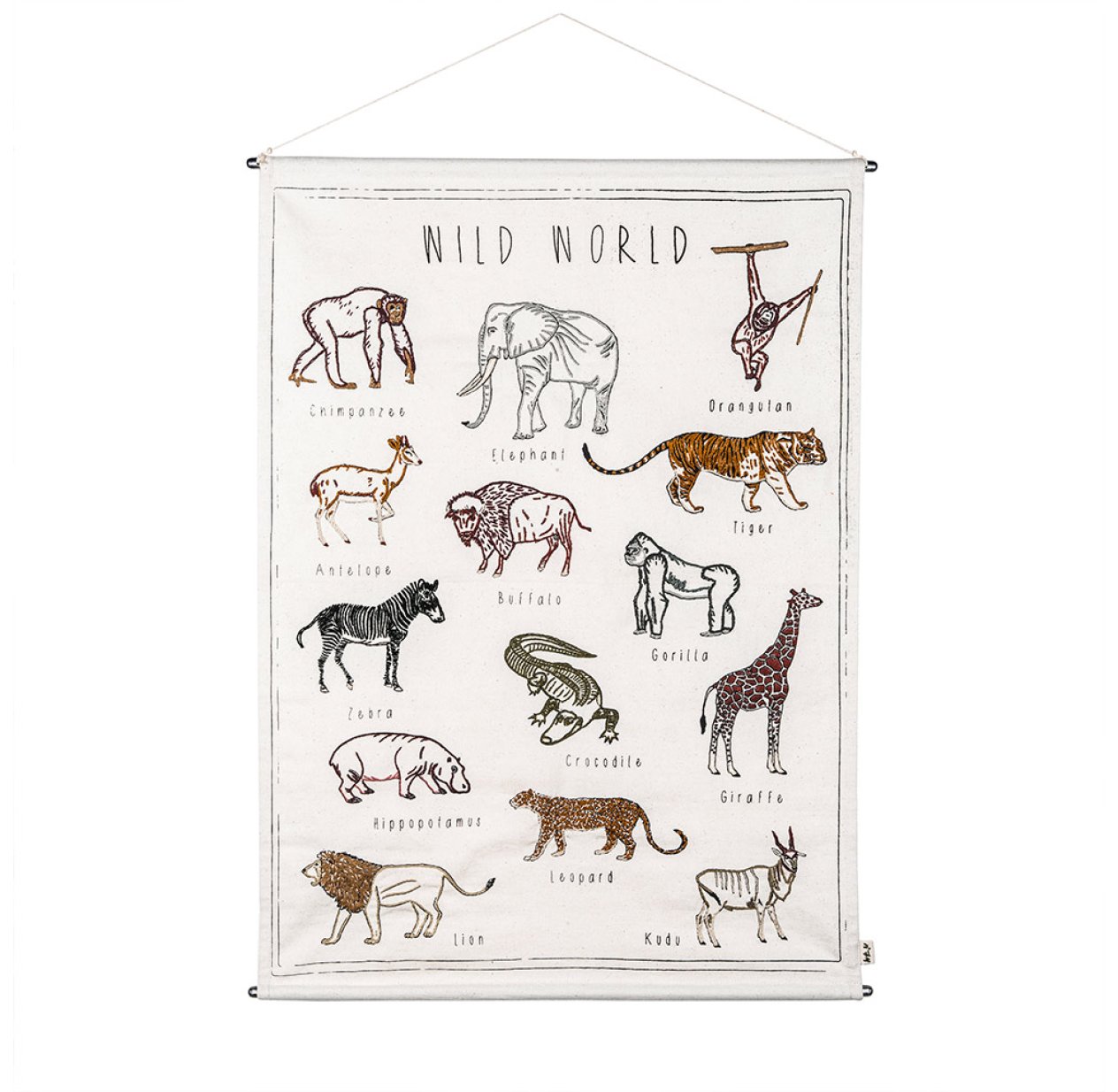 School Poster brodé - Animaux sauvages