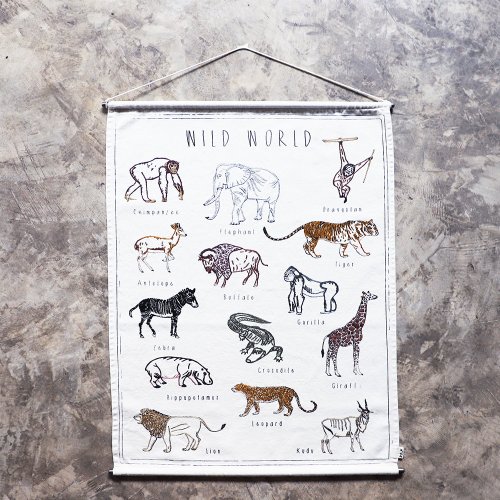 School Poster brodé - Animaux sauvages