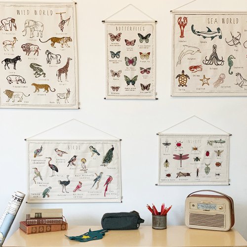 School Poster brodé - Animaux sauvages