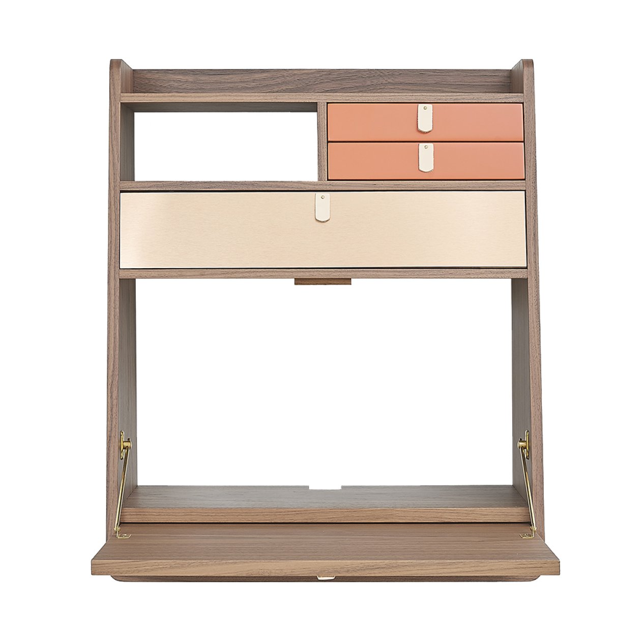 Secrétaire mural Gaston Noyer - Corail/Cuivre brossé