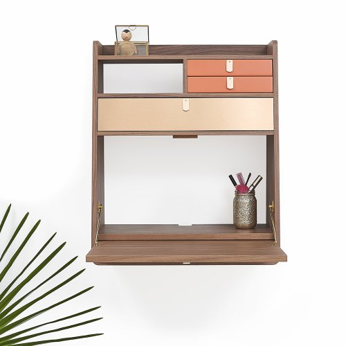 Secrétaire mural Gaston Noyer - Corail/Cuivre brossé