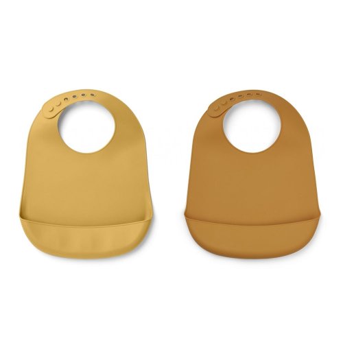 Set de 2 bavoirs silicone Tilda - Jaune/Moutarde