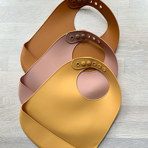 Set de 2 bavoirs silicone Tilda - Jaune/Moutarde