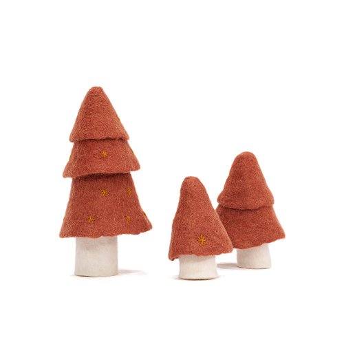 Set de 3 sapins - Corail
