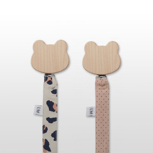 Set de 2 accroche-tétines Sia - Léopard/Rose