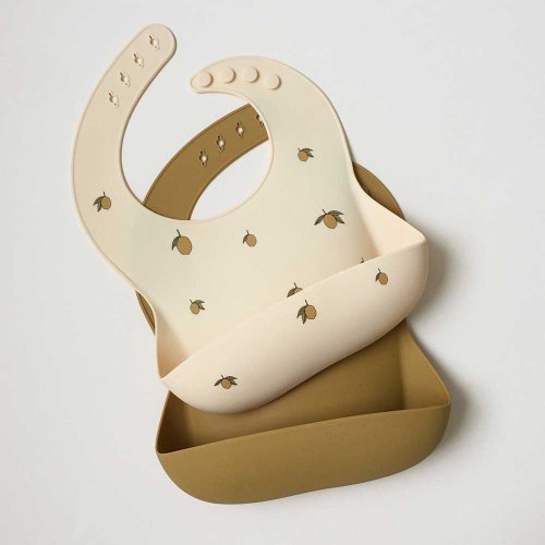 Set de 2 Bavoirs en Silicone Citrons