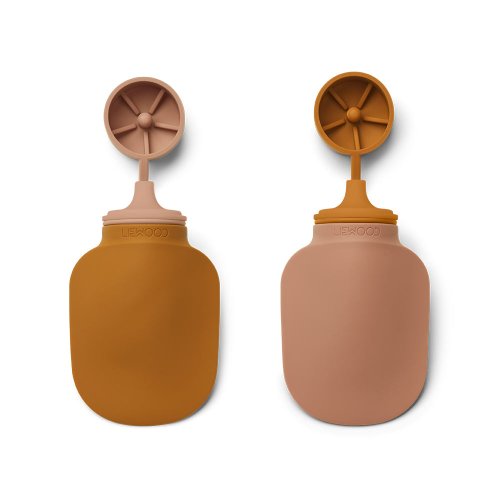 Set de 2 Gourdes à Compote - Moutarde/Rose