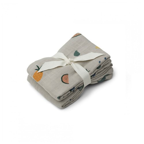 Set de 2 Langes Lewis Fruit - Bleu clair