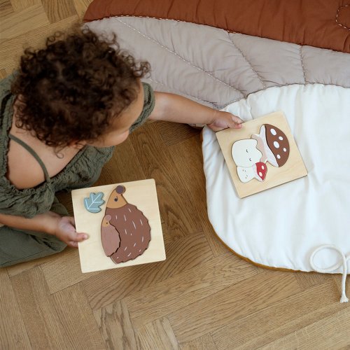 Set de 2 Puzzles Champignon & Hérisson