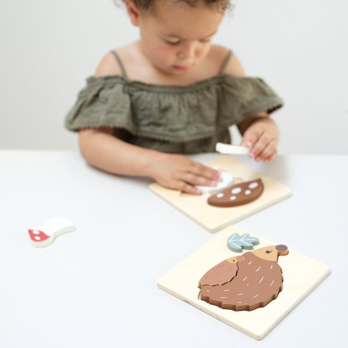 Set de 2 Puzzles Champignon & Hérisson