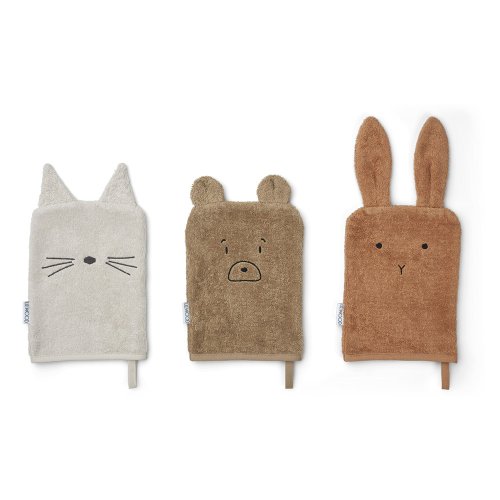 Set de 3 gants Chat, Ours et Lapin Sylvester - Beige Mix