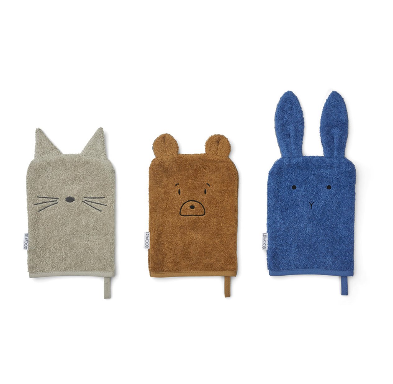 Set de 3 gants Chat, Ours et Lapin Sylvester - Bleu Mix