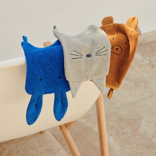 Set de 3 gants Chat, Ours et Lapin Sylvester - Bleu Mix