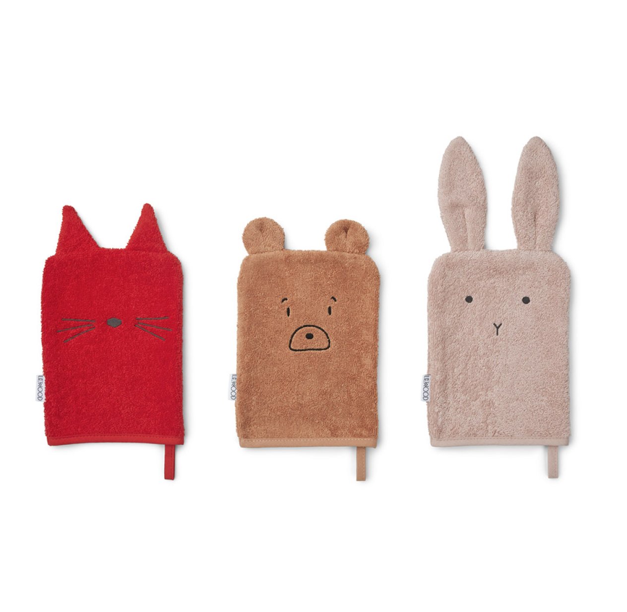 Set de 3 gants Chat, Ours et Lapin Sylvester - Rouge Mix