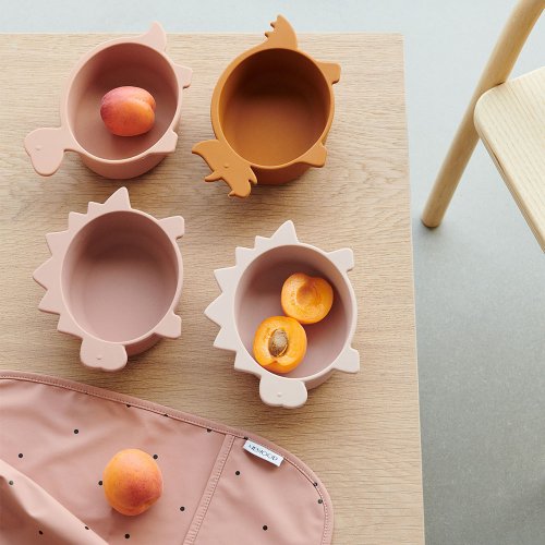 Set de 4 bols Dino Iggy - Rose mix