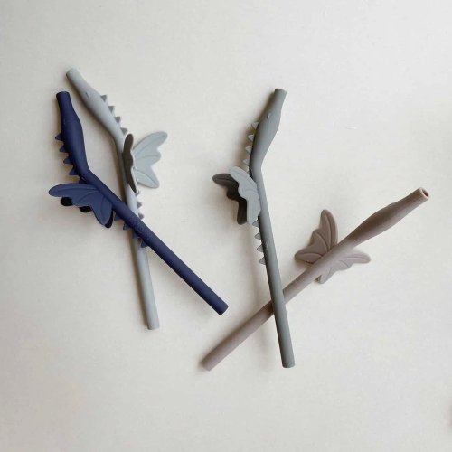 Set de 4 pailles Dragon - Vert mix