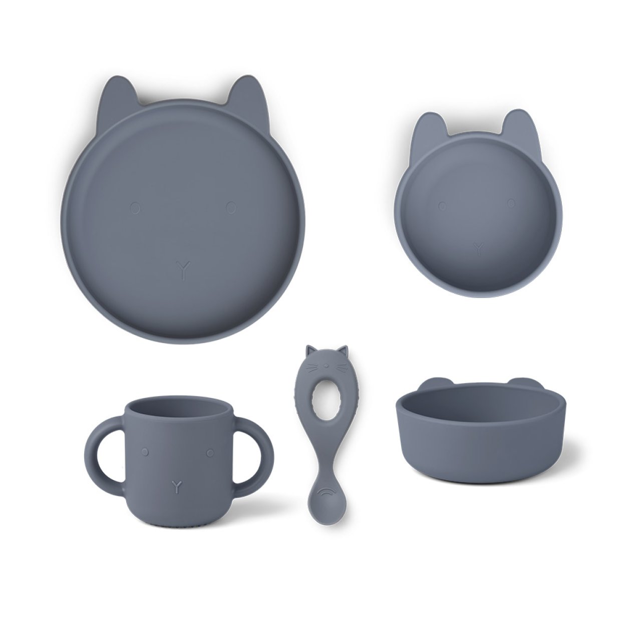 Set de Vaisselle en silicone Lapin Vivi - Bleu