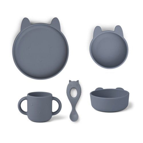 Set de Vaisselle en silicone Lapin Vivi - Bleu