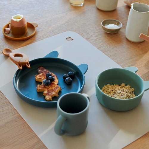 Set de Vaisselle en silicone Lapin Vivi - Bleu
