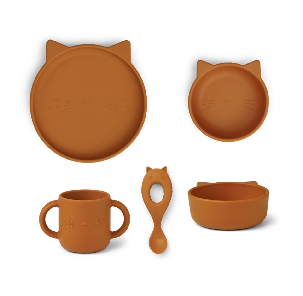 Set de Vaisselle en silicone Chat Vivi - Moutarde