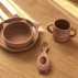 Set de Vaisselle en silicone Chat Vivi - Vieux rose