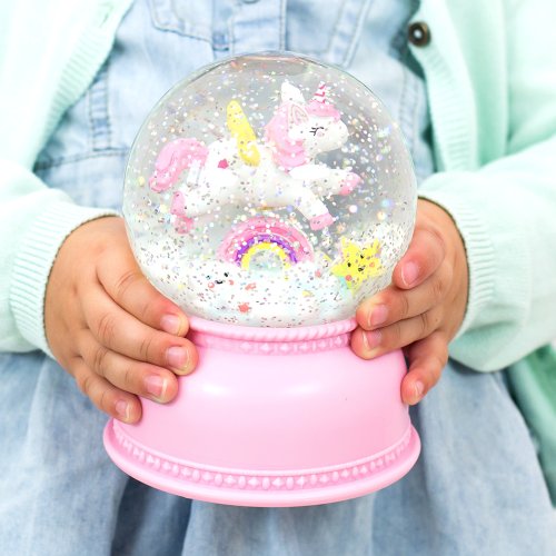 Veilleuse boule à neige Licorne - édition Limitée - Rose