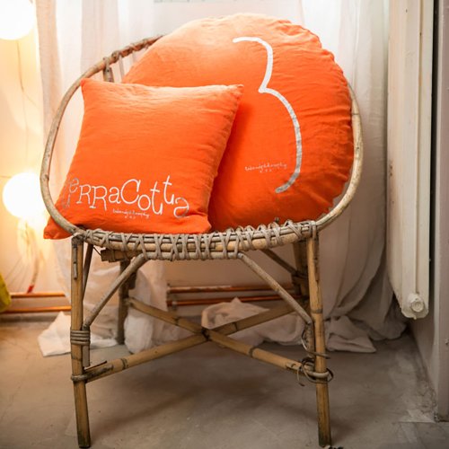 Coussin rond Shining terracotta - Orange