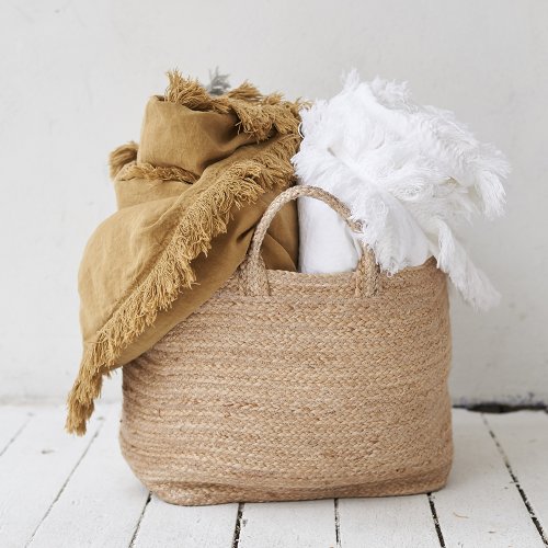 Edredon frangé Snob butternut - Jaune