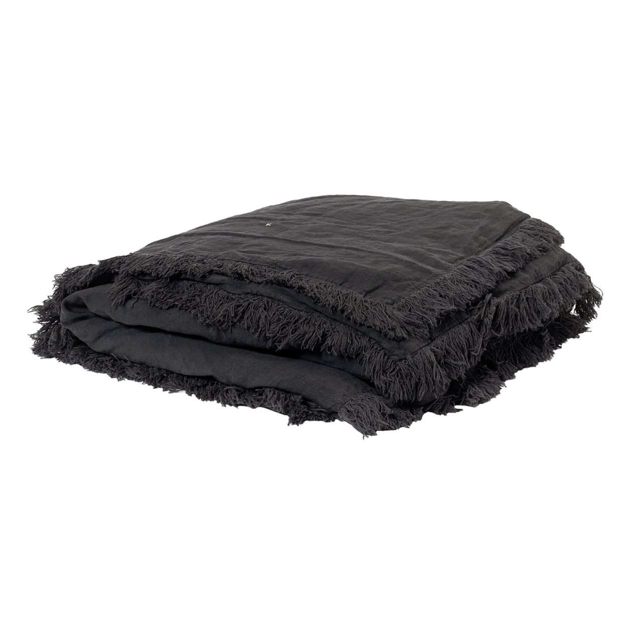 Edredon frangé Snob charbon - Noir