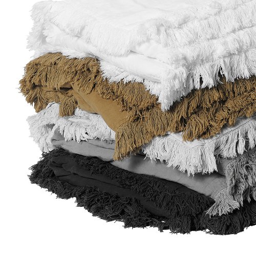 Edredon frangé Snob charbon - Noir