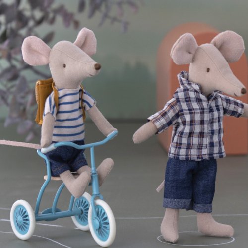Souris Cycliste Grand Frère et son cartable
