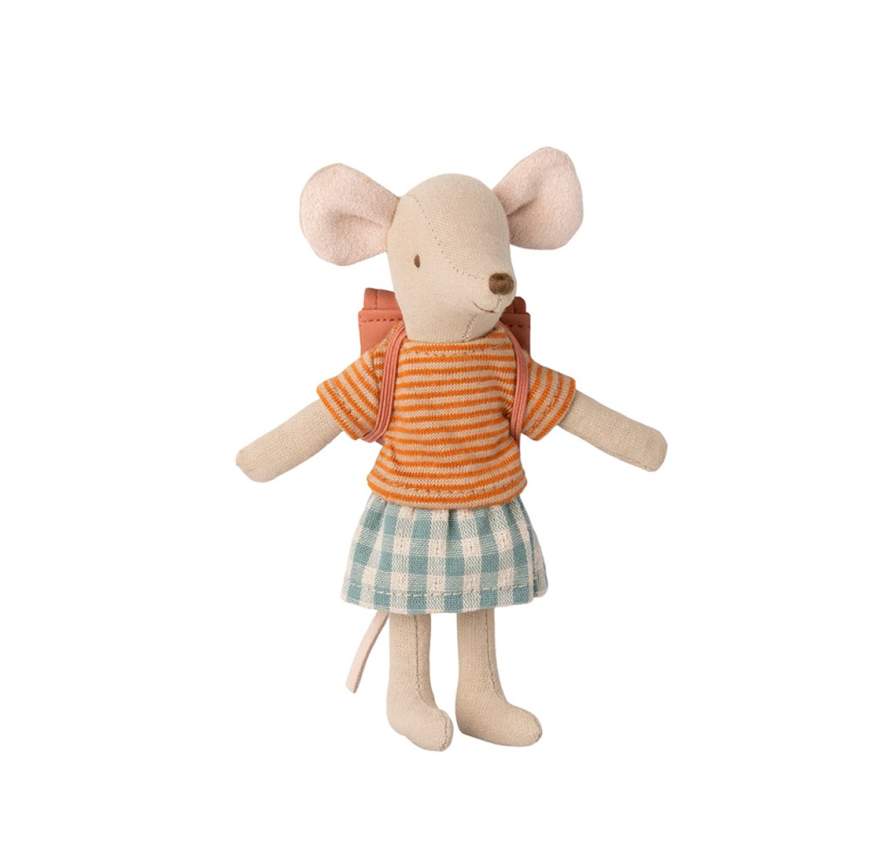 Souris Cycliste Grande Soeur et son cartable - Rose