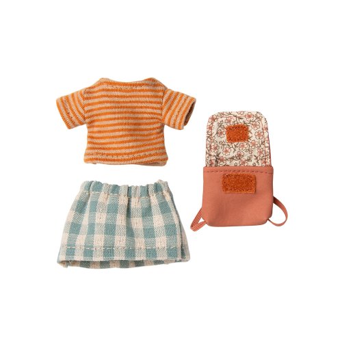 Souris Cycliste Grande Soeur et son cartable - Rose