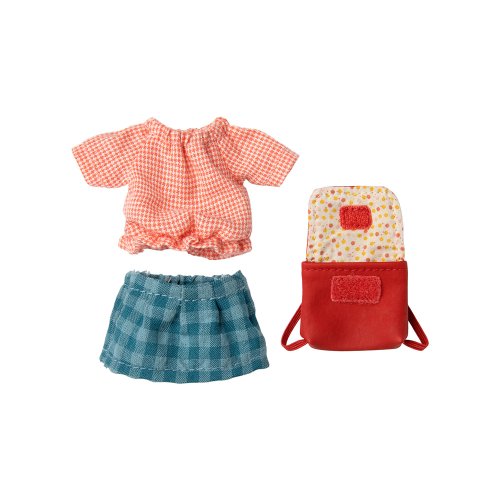 Souris Cycliste Grande Soeur et son cartable - Rouge