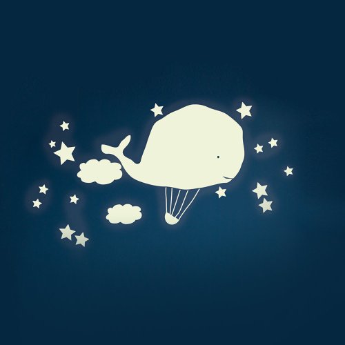 Sticker phosphorescent Baleine Montgolfière