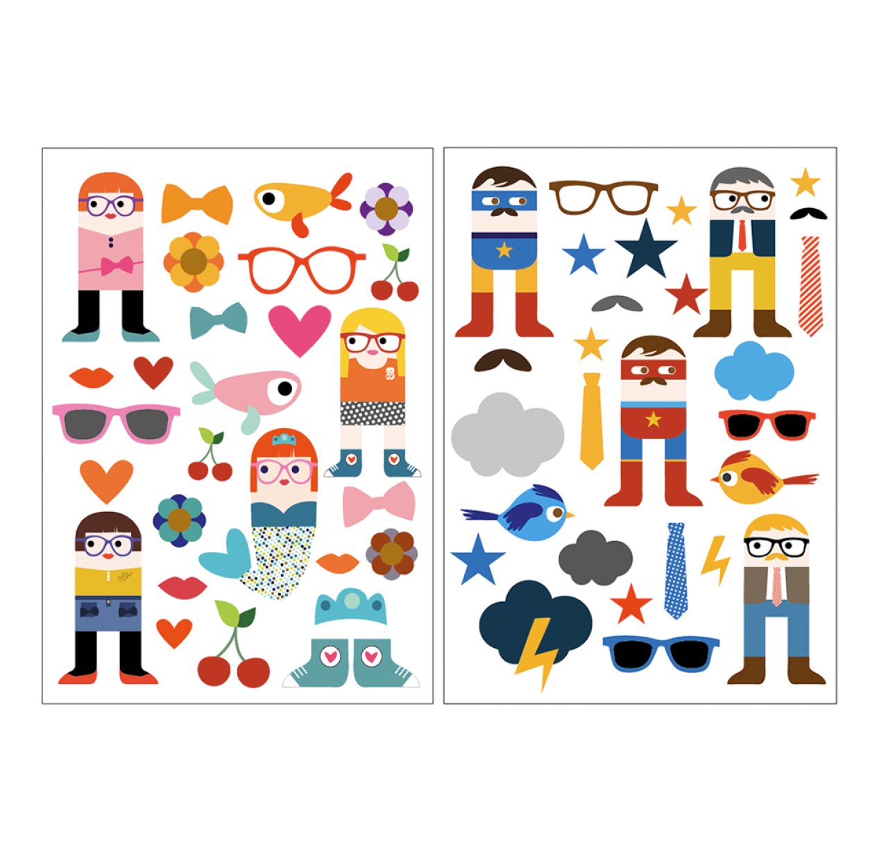 2 planches de Stickers Filles et Garçons