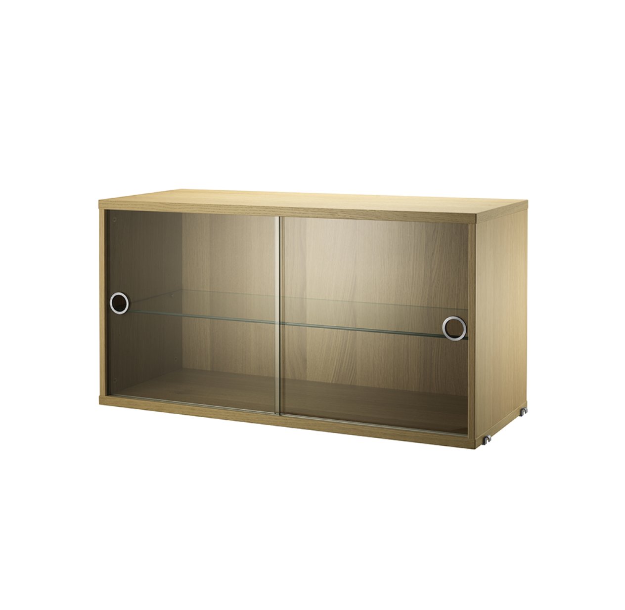 Caisson 2 portes vitrées coulissantes - Chêne