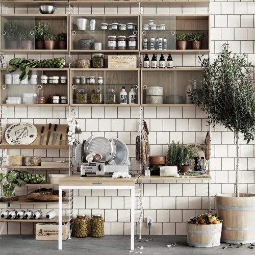 Caisson 2 portes vitrées coulissantes - Chêne