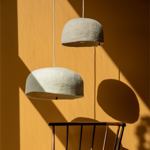 Suspension Yourte bicolore L - Pierre Clair / Naturel