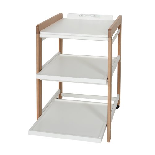 Table à langer Comfort avec roues - Blanc/Naturel