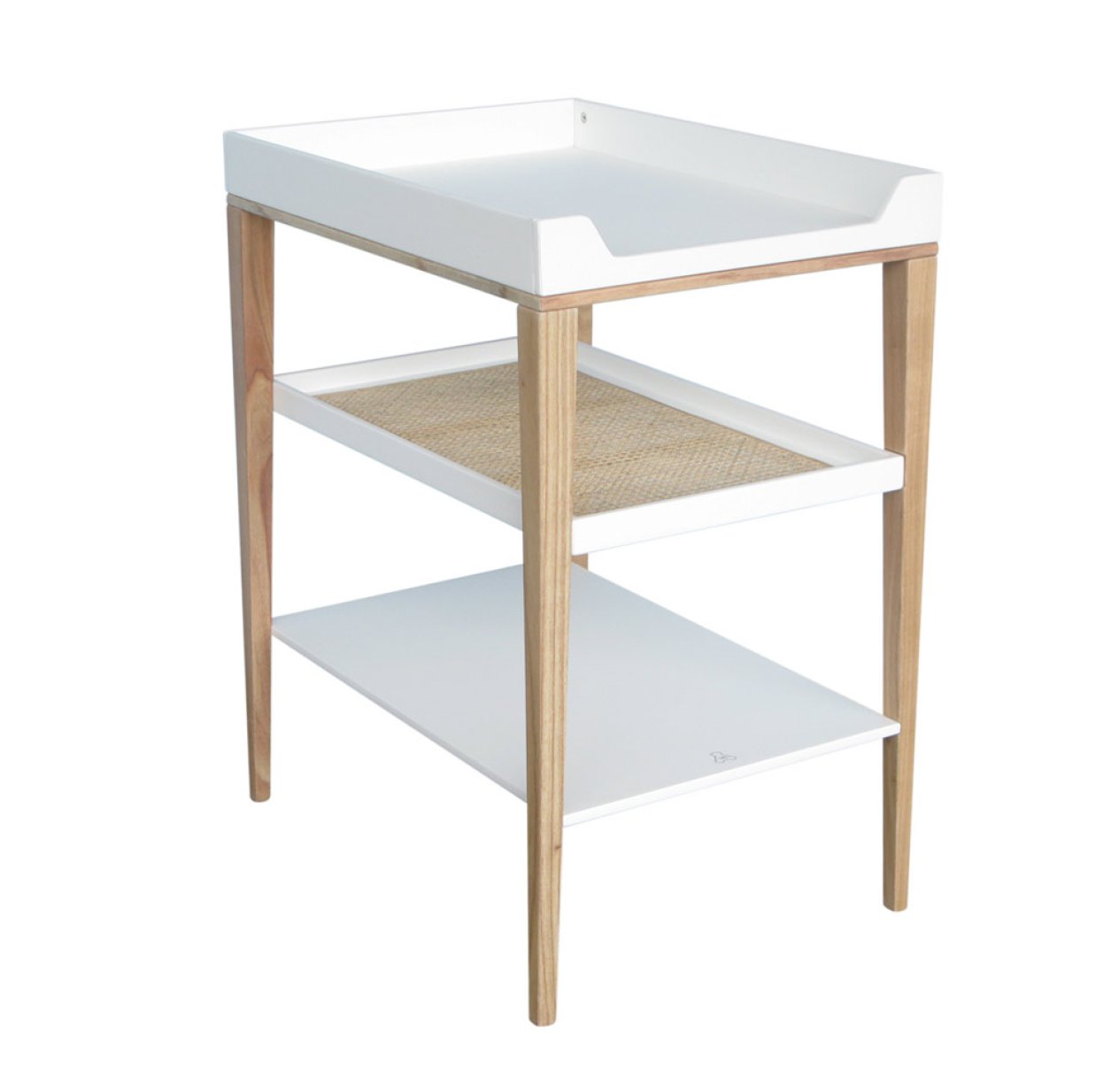 Table à langer Bois et Cannage Rotin Nami - Blanc