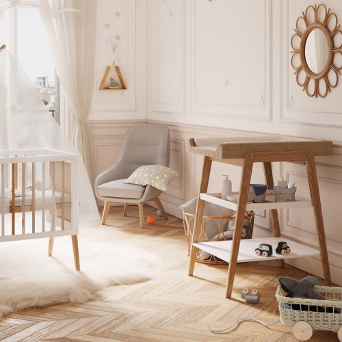 Table à langer en osier Marélia - Blanc