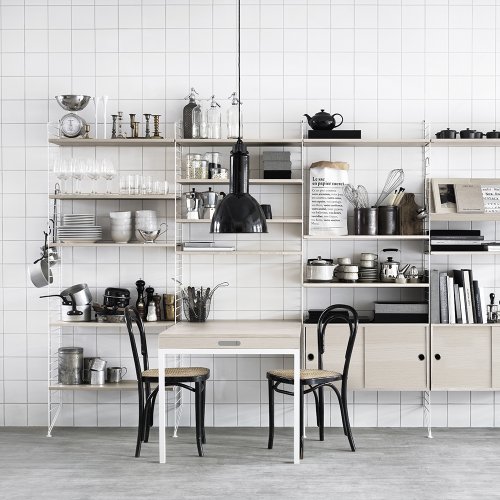 Table murale pliante - Frêne / Blanc