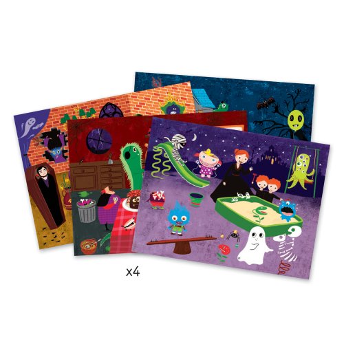 Jeu De Société 'Tableaux Qui Bougent - La Maison Des Horreurs' De Djeco - Complet - Occasion - Pour 4 à 99 Ans