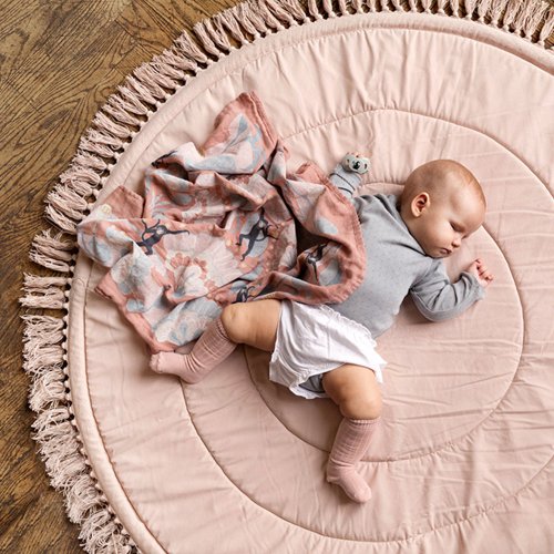 Tapis de jeux frangé - Rose poudré