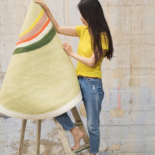 Tapis Indreni arc-en-ciel 120 cm - Naturel/Tilleul