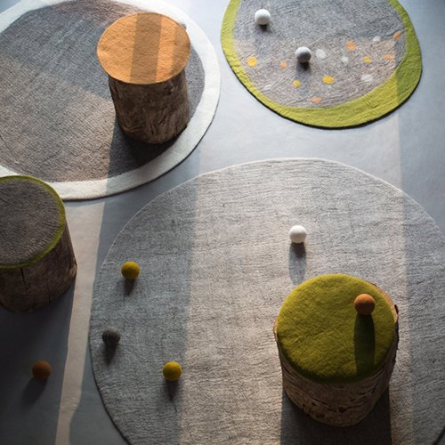 Tapis Kali en feutre 120 cm - Pierre clair