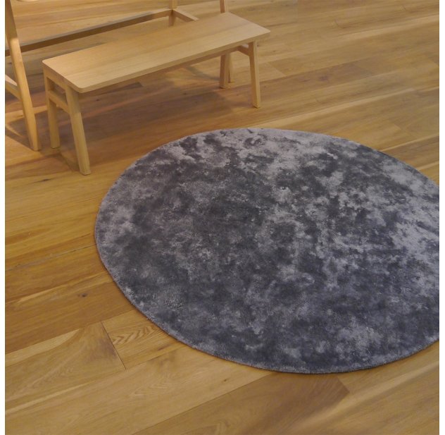 Tapis Rond Poils Courts Anthracite